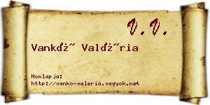 Vankó Valéria névjegykártya